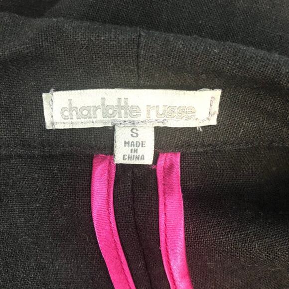Charlotte Russe Linen Blend Black Blazer Jacket Size Small - Picture 2 of 11